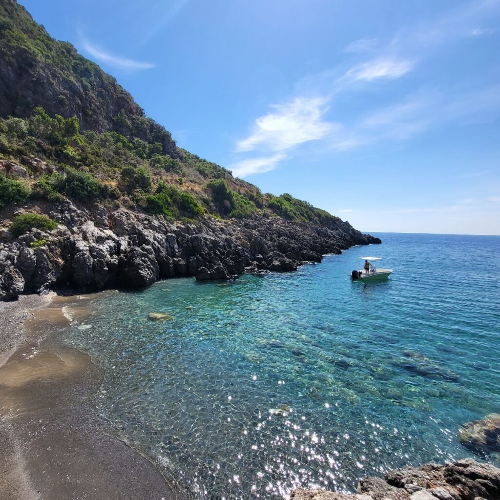 Spend a full day at sea exploring hidden beaches, sea caves and crystal-clear waters with a self-drive boat rental in Kardamyli, Mani, Greece.