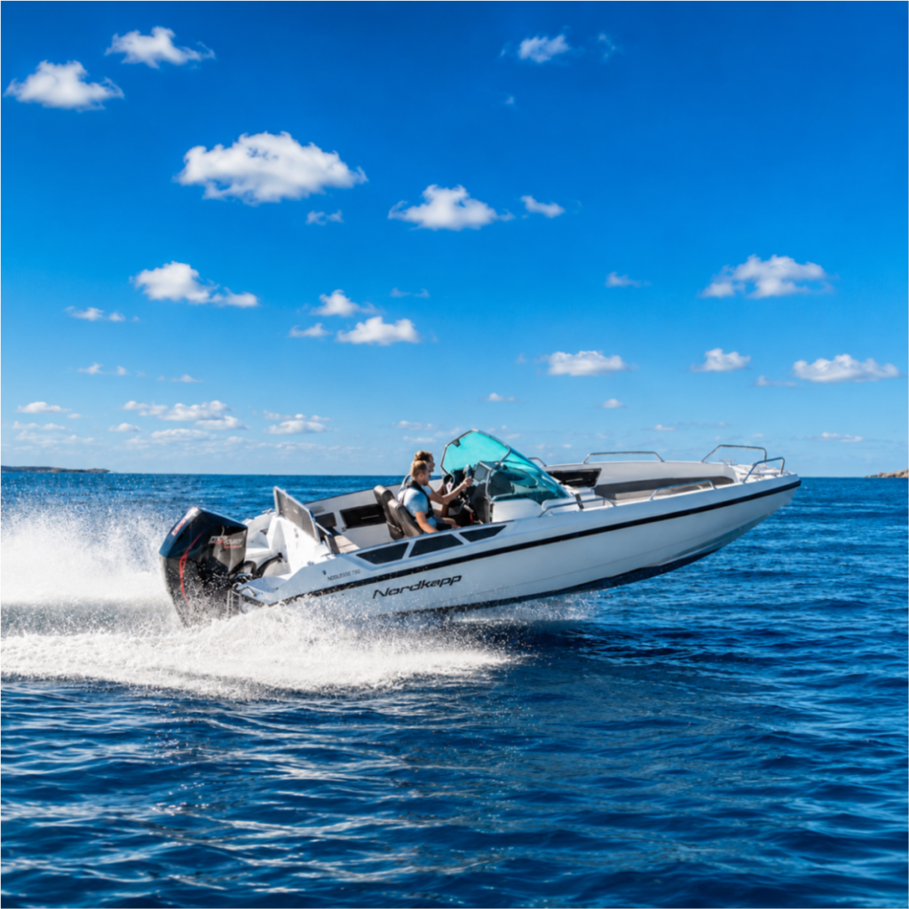 Nordkapp Enduro 705 speedboat rental in Kardamyli, Mani Greece